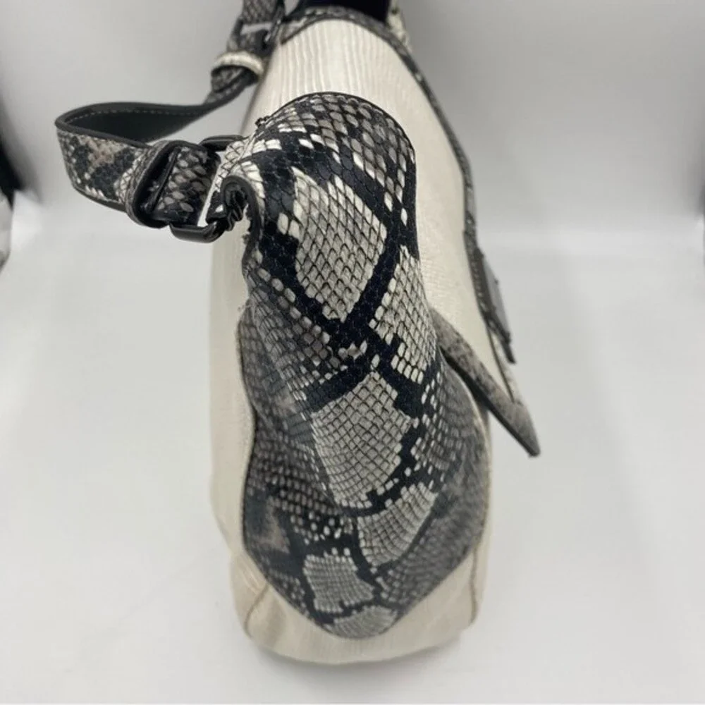 Calvin‎ Klein White Snakeskin Shoulder Bag